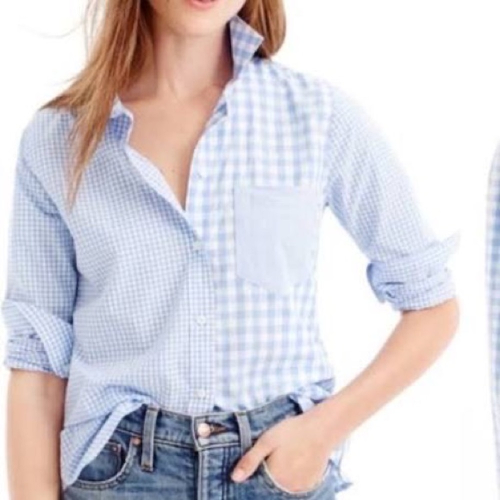 J.Crew Gingham Button Down Top